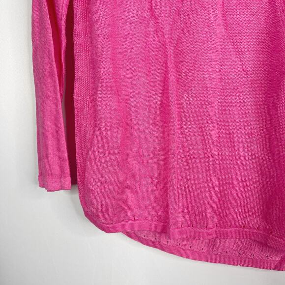 J McLaughlin Small Pink Linen Raglan Long Sleeve Sweater Lightweight Round Neck - Picture 4 of 9